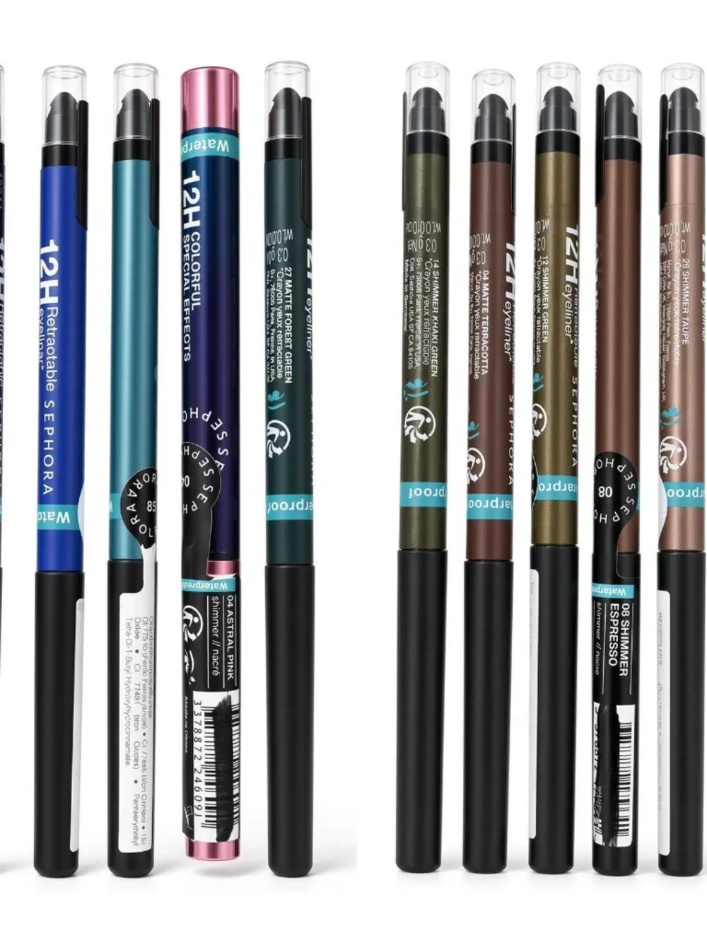 Sephora 10-Pc Lot Eyeliner 12HR Retractable Waterproof NWT